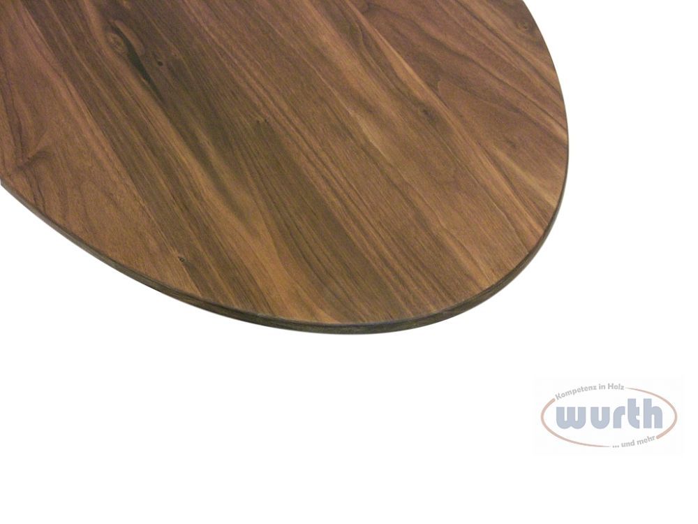 Tischplatte Holz Nussbaum massiv elliptisch
